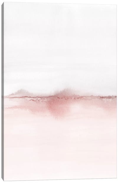 Watercolor Landscape VI - Blush Pink And Gray 1/2 Canvas Art Print - Minimalist Dining Room