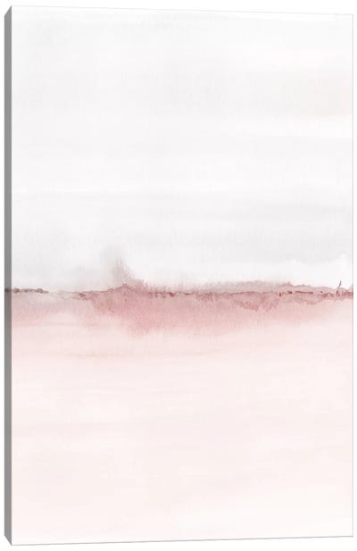Watercolor Landscape VI - Blush Pink And Gray 2/2 Canvas Art Print - Linear Abstract Art