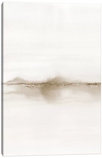 Watercolor Landscape VII - Shades Of Sepia 1/2 Canvas Art Print - Linear Abstract Art