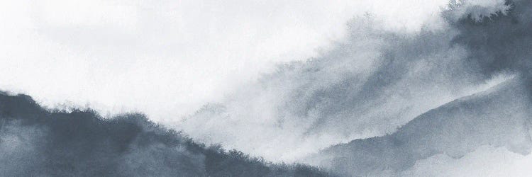 Misty mountains in gray watercolor - Panoramic