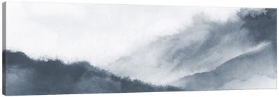 Misty mountains in gray watercolor - Panoramic Canvas Art Print - Minimalist Bathroom Art