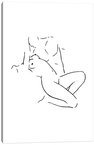 Lovers body sketch I - Black And White Canvas Art Print - Line Art