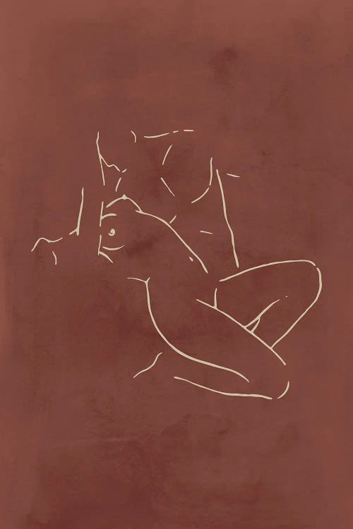 Lovers body sketch - Chocolate by Nouveau Prints wall art