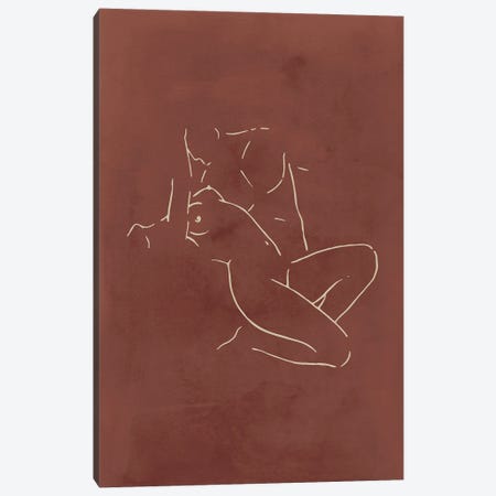 Lovers body sketch - Chocolate Canvas Print #NUV242} by Nouveau Prints Canvas Art