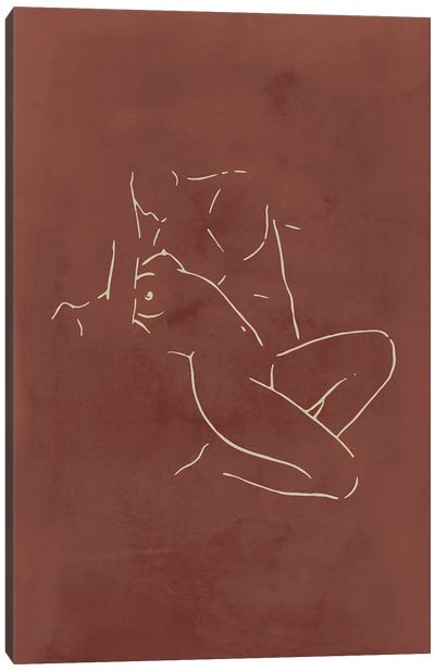 Lovers body sketch - Chocolate Canvas Art Print - Red Passion