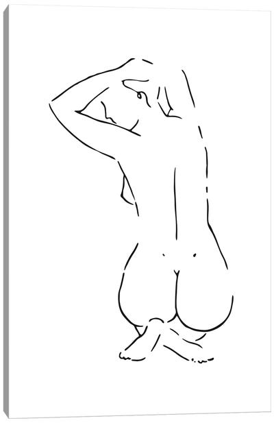 Female Body Sketch VII - Black And White Canvas Art Print - Nouveau Prints