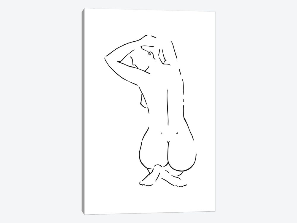 Female Body Sketch VII - Black And White by Nouveau Prints 1-piece Canvas Wall Art