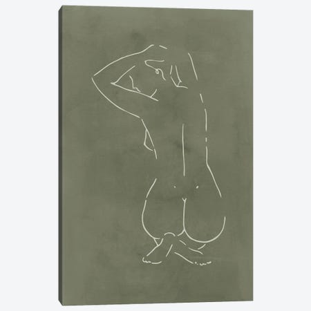 Female Body Sketch - Olive Canvas Print #NUV244} by Nouveau Prints Art Print