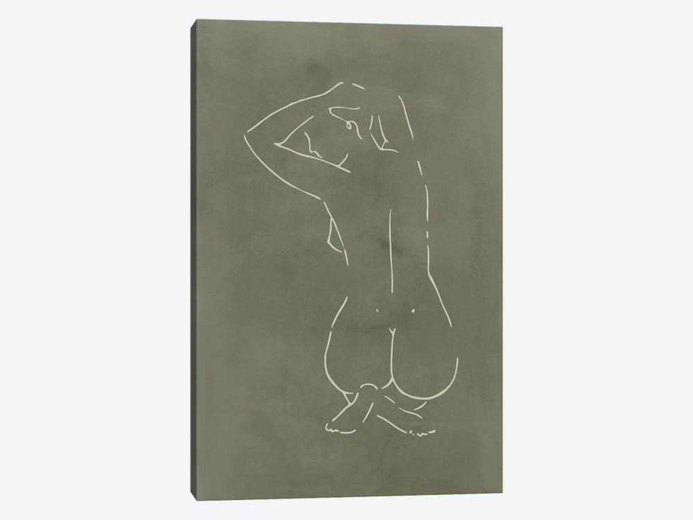 Female Body Sketch - Olive by Nouveau Prints 1-piece Art Print
