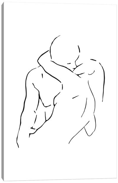 Lovers body sketch II - Black And White Canvas Art Print - Nouveau Prints