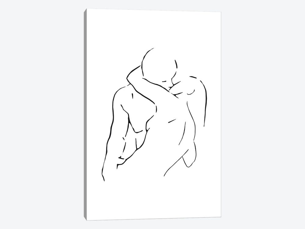 Lovers body sketch II - Black And White by Nouveau Prints 1-piece Canvas Art