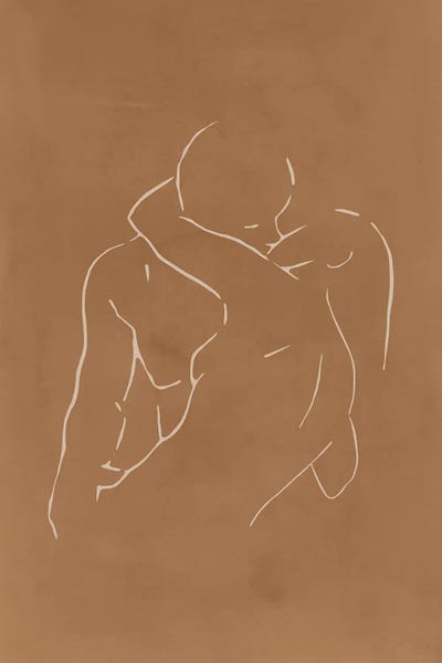 Lovers body sketch - Camel by Nouveau Prints art print