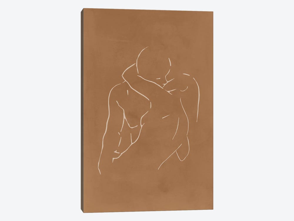 Lovers body sketch - Camel by Nouveau Prints 1-piece Canvas Art Print
