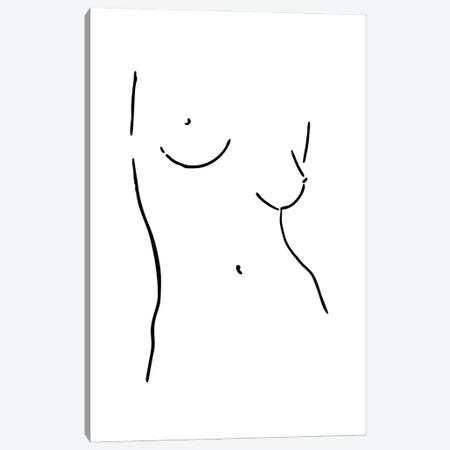 Female Body Sketch VIII - Black And White Canvas Print #NUV247} by Nouveau Prints Art Print