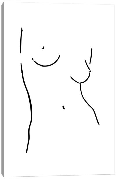 Female Body Sketch VIII - Black And White Canvas Art Print - Nouveau Prints