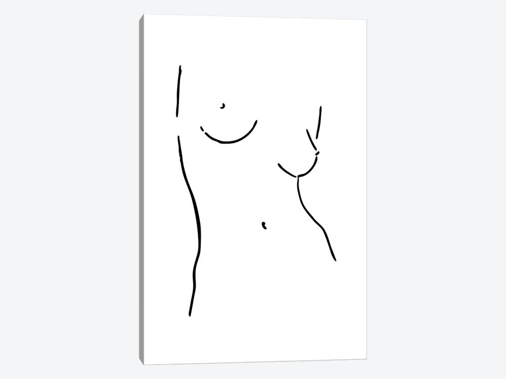 Female Body Sketch VIII - Black And White by Nouveau Prints 1-piece Canvas Artwork