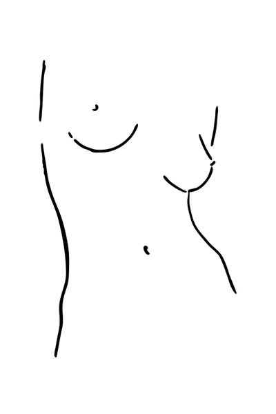 Bathroom Nudes: Female Body Sketch VIII - Black And White by Nouveau Prints