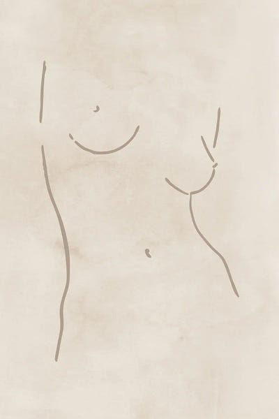 Female Body Sketch - Beige by Nouveau Prints art print