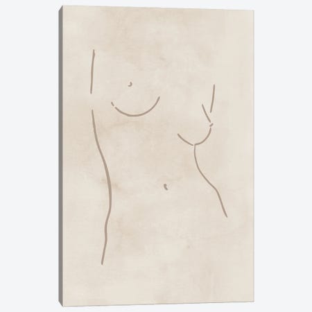 Female Body Sketch - Beige Canvas Print #NUV248} by Nouveau Prints Canvas Artwork