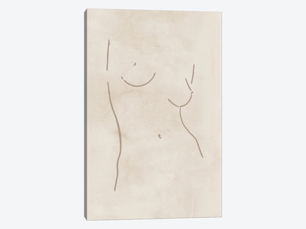 Female Body Sketch - Beige by Nouveau Prints 1-piece Canvas Print