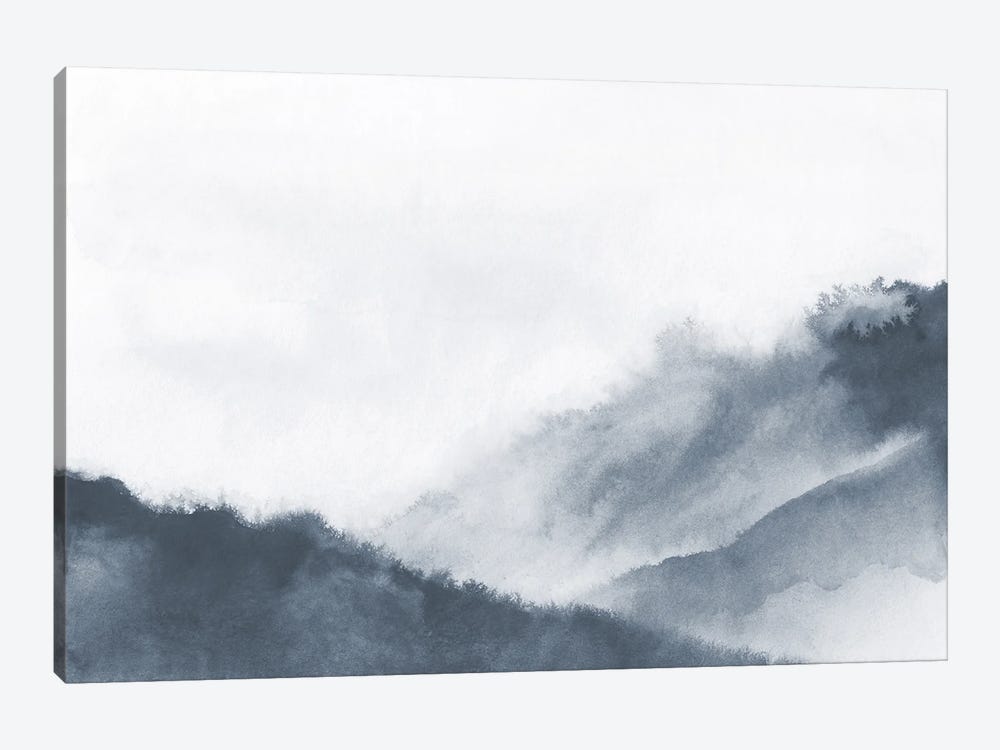 Misty Mountains In Gray Watercolor by Nouveau Prints 1-piece Canvas Artwork