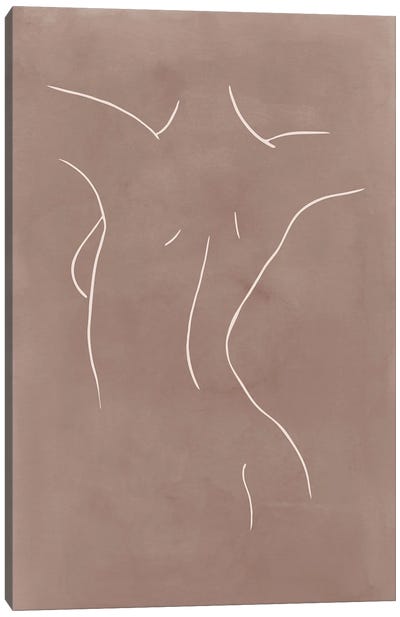 Female Body Sketch - Clay Canvas Art Print - Nouveau Prints