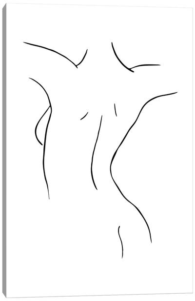 Female Body Sketch IX - Black And White Canvas Art Print - Silhouette Art