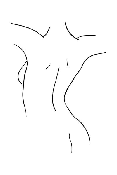 Silhouettes: Female Body Sketch IX - Black And White by Nouveau Prints