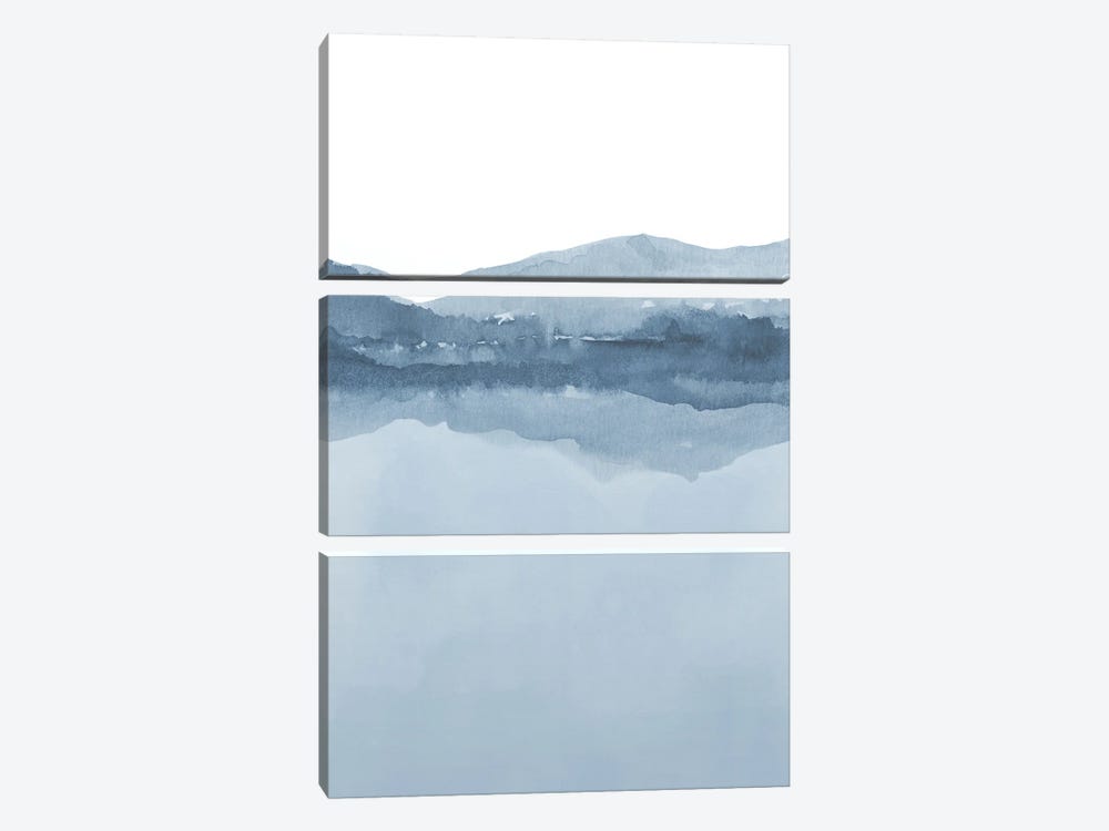 Watercolor Landscape III Shades Of Blue - 2/2 by Nouveau Prints 3-piece Canvas Print