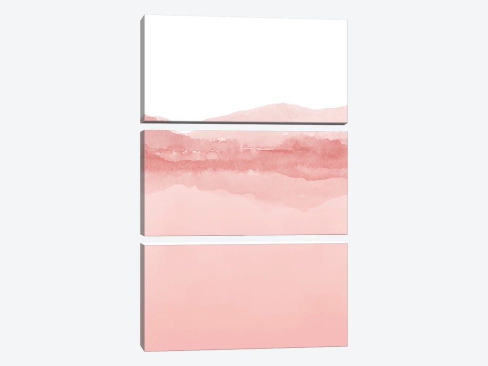 Watercolor Landscape III Shades Of Pink - 2/2 by Nouveau Prints 3-piece Canvas Art Print