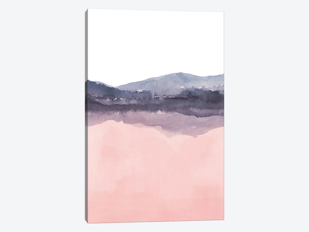 Watercolor Landscape Iv Indigo & Blush Pink - 2/2 by Nouveau Prints 1-piece Canvas Artwork