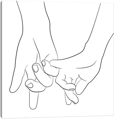 Hands - Pinky Promise - Square Canvas Art Print - Line Art
