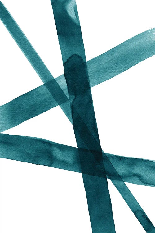 Watercolor Lines Ii Black Teal