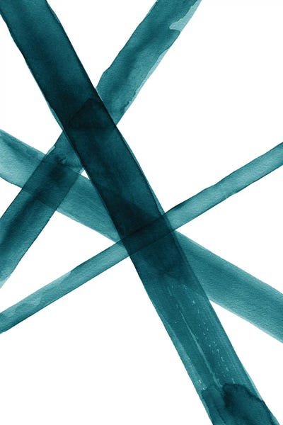 Abstract Watercolors: Watercolor Lines I Black Teal by Nouveau Prints