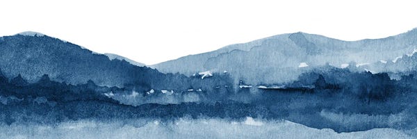 Hispanic & Latin American Artists: Watercolor Landscape XI Navy Blue - Panoramic by Nouveau Prints