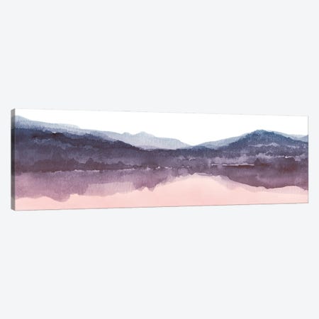 Watercolor Landscape IV Indigo And Blush Pink Panoramic Canvas Print #NUV324} by Nouveau Prints Canvas Art
