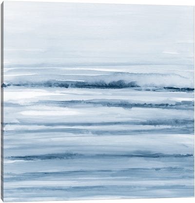 Brush Strokes In Shades Of Blue - Square Canvas Art Print - Coastal & Ocean Abstract Art