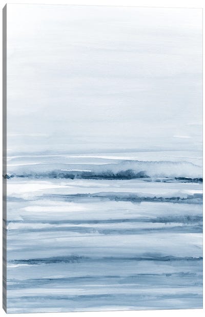 Brush Strokes In Shades Of Blue Canvas Art Print - Minimalist Office