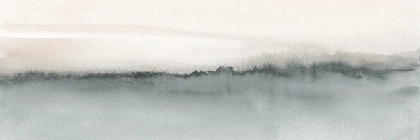 Office: Watercolor Landscape XIV - Soft Coral And Gray - Panoramic by Nouveau Prints