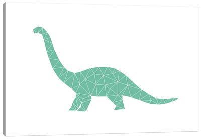 Geometric Dino Diplodocus Canvas Art Print - Kids Dinosaur Art
