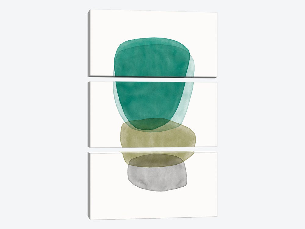 Greenish Abstractions by Nouveau Prints 3-piece Canvas Art Print