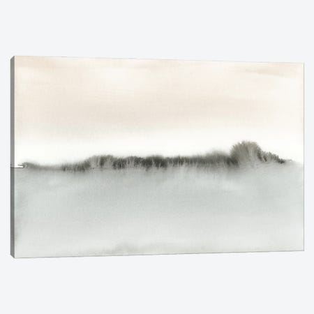 Soft Coral And Gray Watercolor Horizon Canvas Print #NUV352} by Nouveau Prints Canvas Artwork
