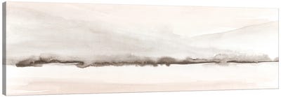 Soft Coral And Gray Mountains - Panoramic Canvas Art Print - Linear Abstract Art