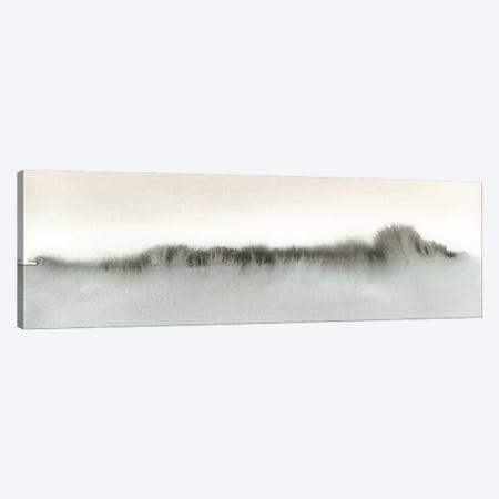 Soft Coral And Gray Watercolor Horizon - Panoramic Canvas Print #NUV356} by Nouveau Prints Art Print