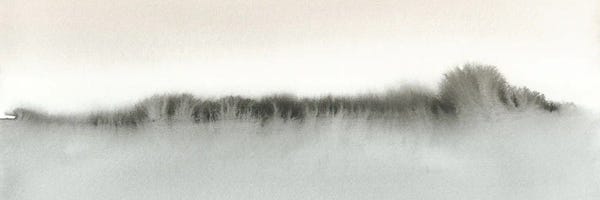 Linear Abstract: Soft Coral And Gray Watercolor Horizon - Panoramic by Nouveau Prints