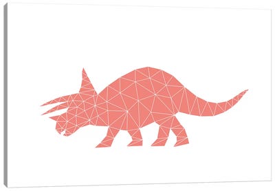 Geometric Dino Triceratops Canvas Art Print - Prehistoric Animal Art