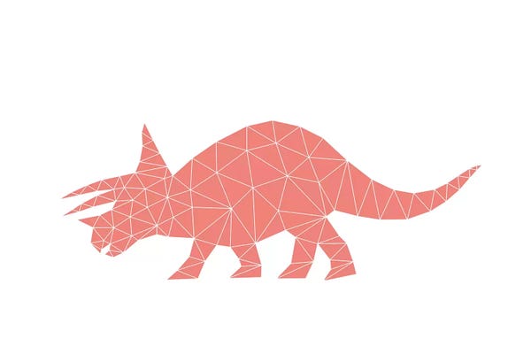 Kids Dinosaur Art: Geometric Dino Triceratops by Nouveau Prints