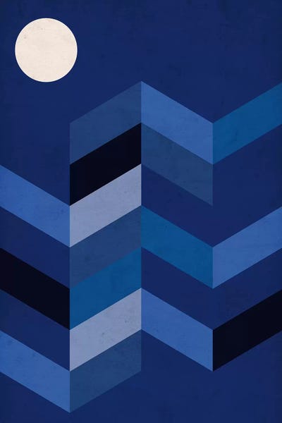 Geometric Landscape With Full Moon by Nouveau Prints art print