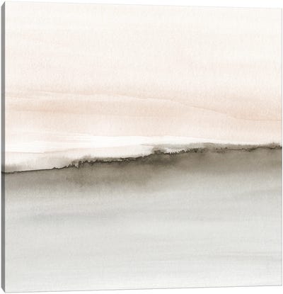 Abstract Watercolor Horizon In Warm Tones - Square Canvas Art Print - Nouveau Prints