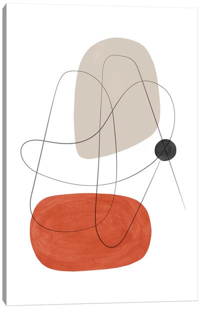 Abstract Composition With Lines III Canvas Art Print - Mid-Century Modern Living Room Art